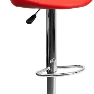 Wholesale Contemporary Red Vinyl Bucket Seat Adjustable Height Barstool with Diamond Pattern Back and Chrome Base