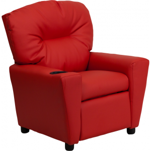 Wholesale Contemporary Red Vinyl Kids Recliner with Cup Holder