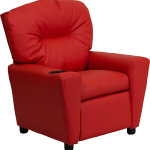 Wholesale Contemporary Red Vinyl Kids Recliner with Cup Holder