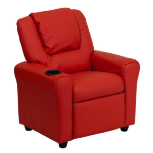Wholesale Contemporary Red Vinyl Kids Recliner with Cup Holder and Headrest