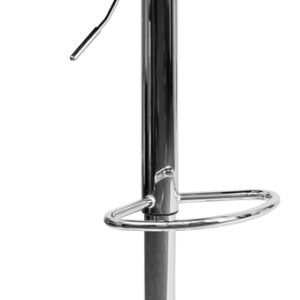 Wholesale Contemporary Silver Plastic Adjustable Height Barstool with Rounded Cutout Back and Chrome Base