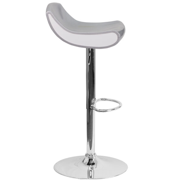 Contemporary Style Stool Silver/White Plastic Barstool