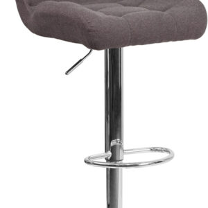 Wholesale Contemporary Tufted Dark Gray Fabric Adjustable Height Barstool with Chrome Base