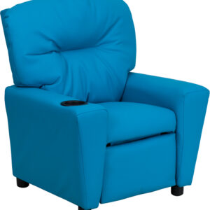 Wholesale Contemporary Turquoise Vinyl Kids Recliner with Cup Holder