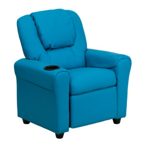 Wholesale Contemporary Turquoise Vinyl Kids Recliner with Cup Holder and Headrest