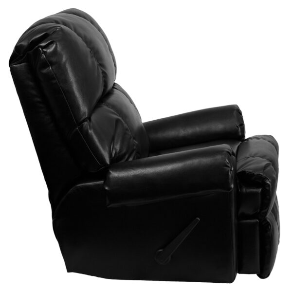 Lowest Price Contemporary Ty Black Leather Rocker Recliner