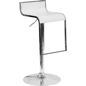 Wholesale Contemporary White Plastic Adjustable Height Barstool with Chrome Drop Frame