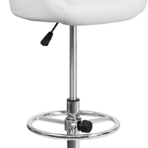 Wholesale Contemporary White Vinyl Adjustable Height Barstool with Barrel Back and Chrome Base
