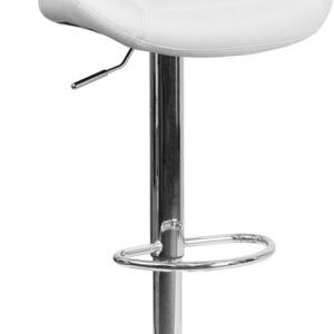 Wholesale Contemporary White Vinyl Adjustable Height Barstool with Curved Back and Chrome Base
