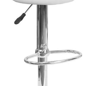 Wholesale Contemporary White Vinyl Adjustable Height Barstool with Round Seat and Chrome Base