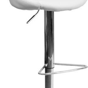 Wholesale Contemporary White Vinyl Bucket Seat Adjustable Height Barstool with Chrome Base