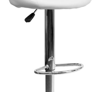 Wholesale Contemporary White Vinyl Bucket Seat Adjustable Height Barstool with Diamond Pattern Back and Chrome Base