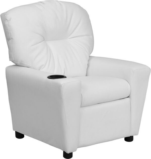 Wholesale Contemporary White Vinyl Kids Recliner with Cup Holder