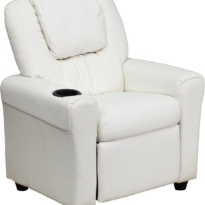 Wholesale Contemporary White Vinyl Kids Recliner with Cup Holder and Headrest
