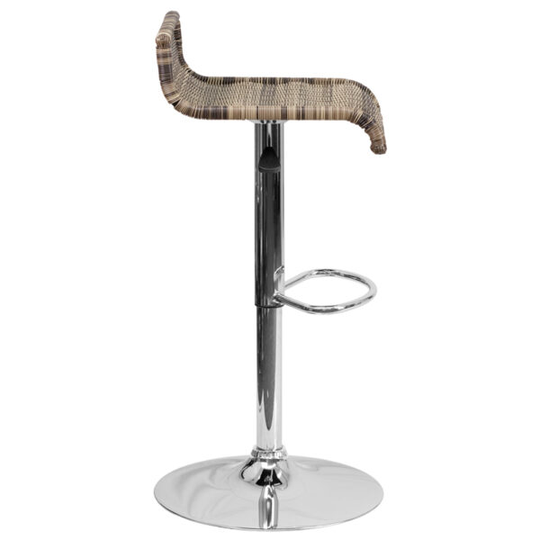Contemporary Style Stool Wicker Adjustable Height Stool