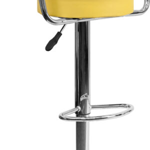 Wholesale Contemporary Yellow Vinyl Adjustable Height Barstool with Arms and Chrome Base