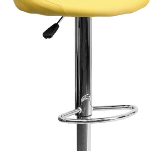 Wholesale Contemporary Yellow Vinyl Bucket Seat Adjustable Height Barstool with Diamond Pattern Back and Chrome Base