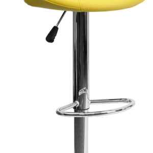 Wholesale Contemporary Yellow Vinyl Rounded Orbit-Style Back Adjustable Height Barstool with Chrome Base