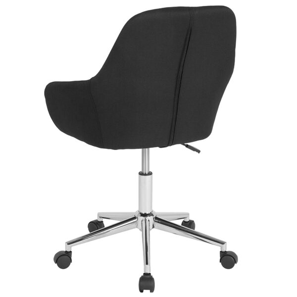 Contemporary Task Office Chair Black Fabric Mid-Back Chair