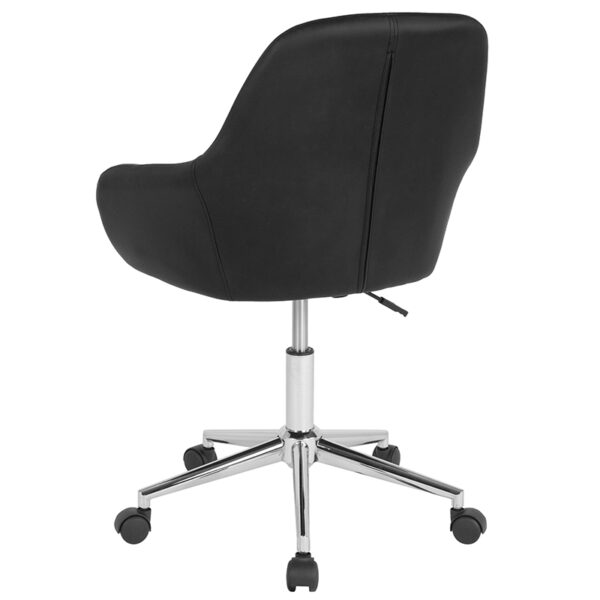 Contemporary Task Office Chair Black Leather Mid-Back Chair