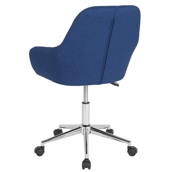 Contemporary Task Office Chair Blue Fabric Mid-Back Chair