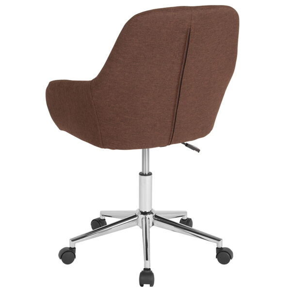 Contemporary Task Office Chair Brown Fabric Mid-Back Chair