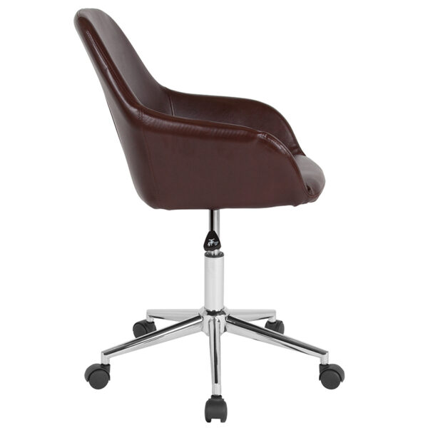 Lowest Price Cortana Home and Office Mid-Back Chair in Brown Leather