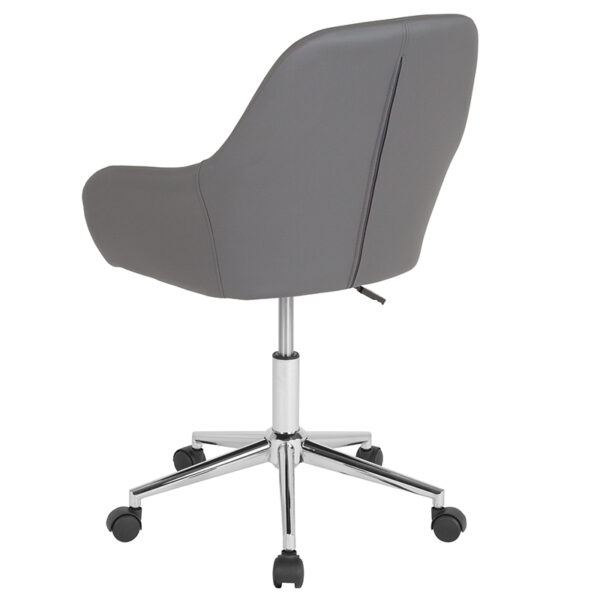 Contemporary Task Office Chair Gray Leather Mid-Back Chair