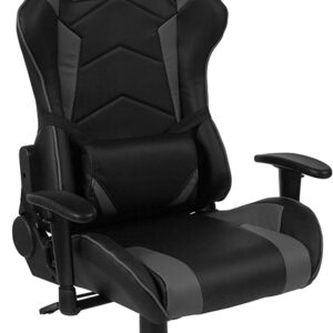 Wholesale Cumberland Comfort Series High Back Black and Gray Reclining Racing/Gaming Office Chair with Adjustable Lumbar Support