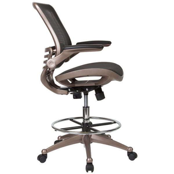 Adjustable height drafting chair with arms Black Mesh Drafting Chair