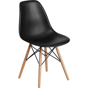 Wholesale Elon Series Black Plastic Chair with Wooden Legs