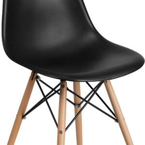 Wholesale Elon Series Black Plastic Chair with Wooden Legs