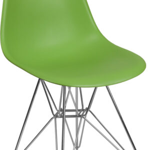 Wholesale Elon Series Green Plastic Chair with Chrome Base