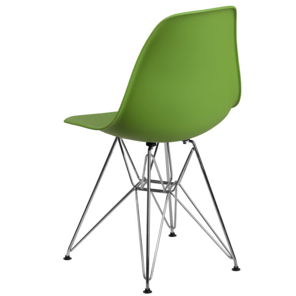 Accent Side Chair Green Plastic/Chrome Chair