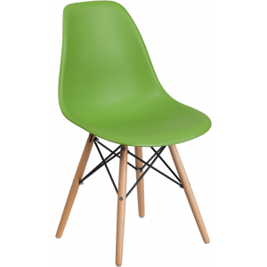 Wholesale Elon Series Green Plastic Chair with Wooden Legs