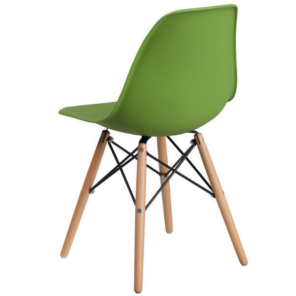 Plastic Side Chair Green Plastic/Wood Chair