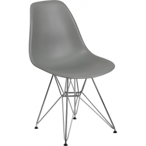 Wholesale Elon Series Moss Gray Plastic Chair with Chrome Base