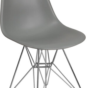Wholesale Elon Series Moss Gray Plastic Chair with Chrome Base
