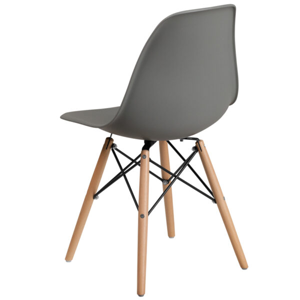 Plastic Side Chair Gray Plastic/Wood Chair