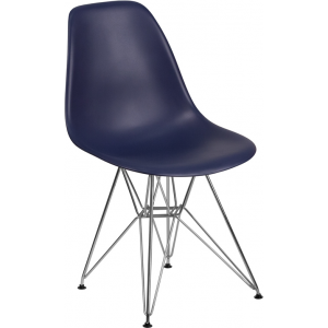 Wholesale Elon Series Navy Plastic Chair with Chrome Base
