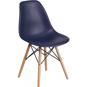 Wholesale Elon Series Navy Plastic Chair with Wooden Legs