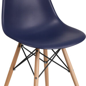 Wholesale Elon Series Navy Plastic Chair with Wooden Legs