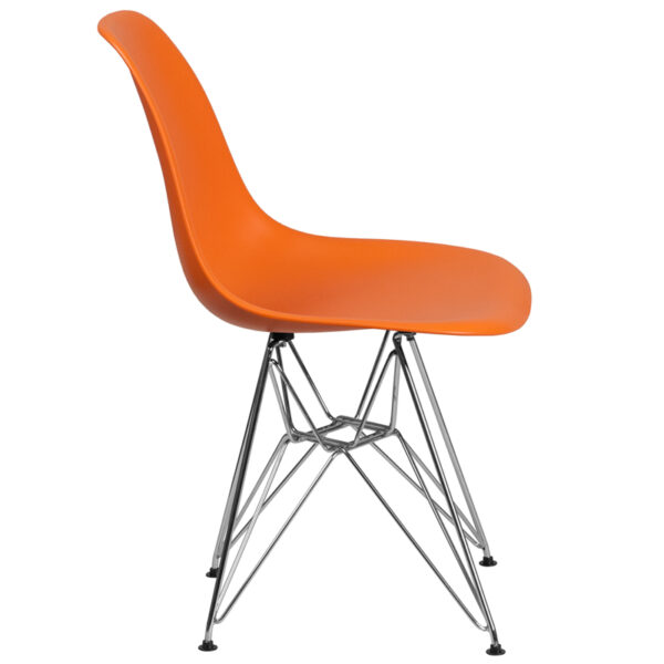 Lowest Price Elon Series Orange Plastic Chair with Chrome Base