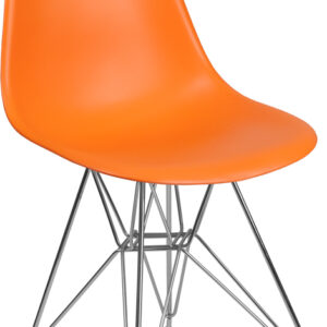 Wholesale Elon Series Orange Plastic Chair with Chrome Base