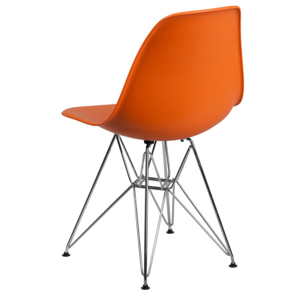 Accent Side Chair Orange Plastic/Chrome Chair