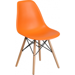 Wholesale Elon Series Orange Plastic Chair with Wooden Legs