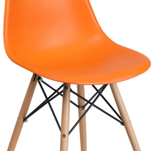 Wholesale Elon Series Orange Plastic Chair with Wooden Legs