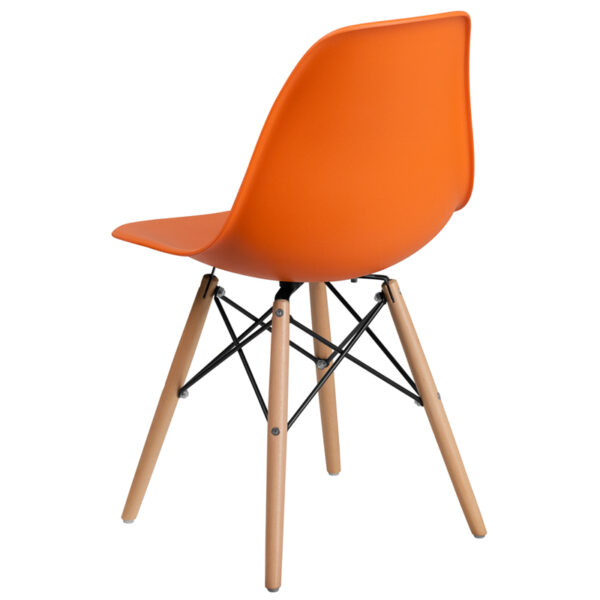 Plastic Side Chair Orange Plastic/Wood Chair