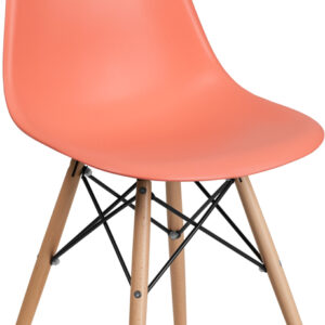 Wholesale Elon Series Peach Plastic Chair with Wooden Legs