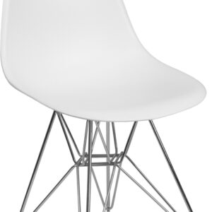 Wholesale Elon Series White Plastic Chair with Chrome Base